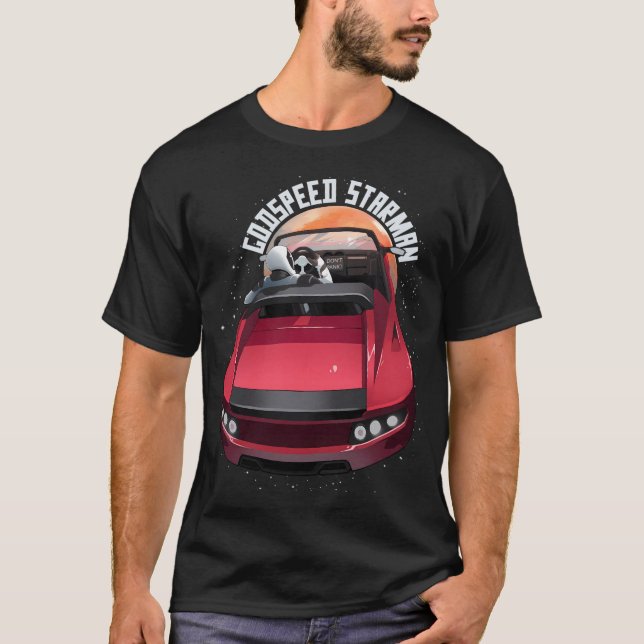 Spacex Starman - Panic - Elon Musk T Shirt (Framsida)