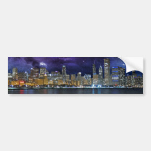 Spacey Chicago Skyline Bildekal
