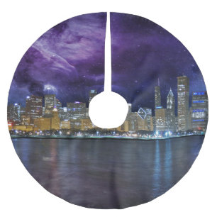 Spacey Chicago Skyline Julgransmatta Borstad Polyester