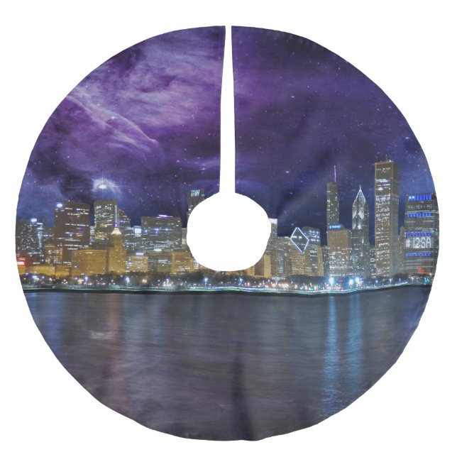 Spacey Chicago Skyline Julgransmatta Borstad Polyester (Framsidan)