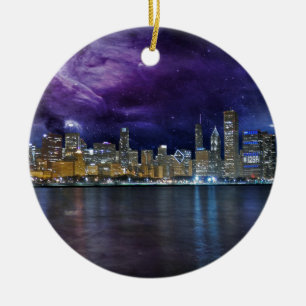 Spacey Chicago Skyline Julgransprydnad Keramik