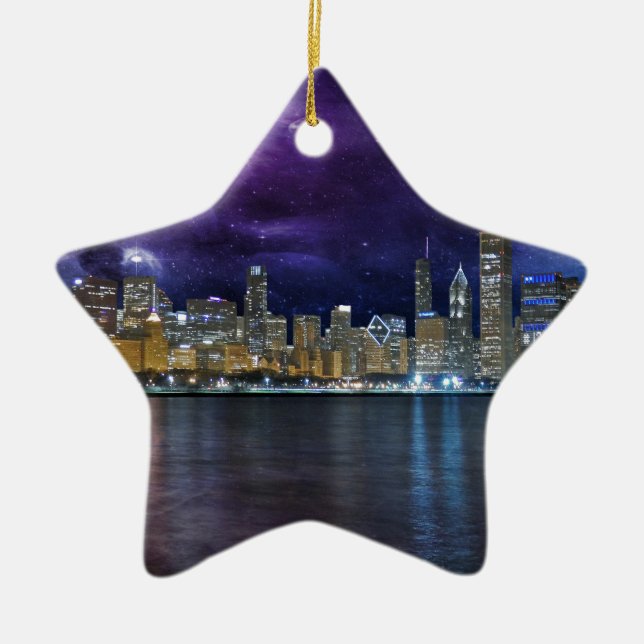 Spacey Chicago Skyline Julgransprydnad Keramik (Framsidan)