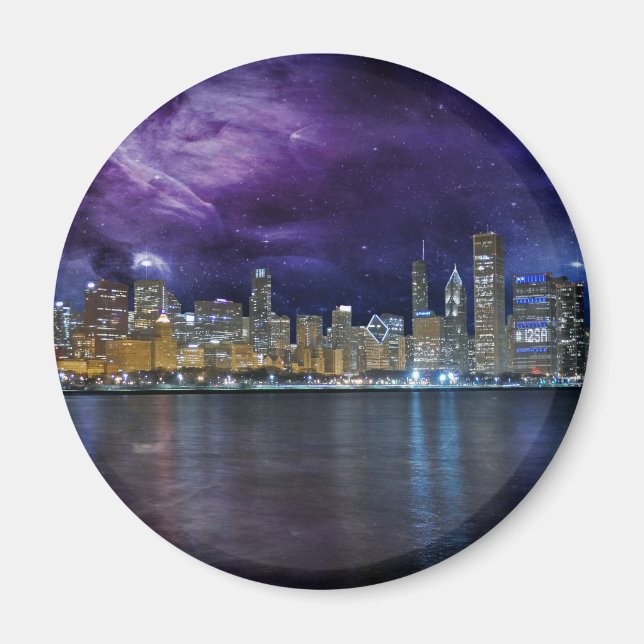 Spacey Chicago Skyline Magnet (Framsidan)