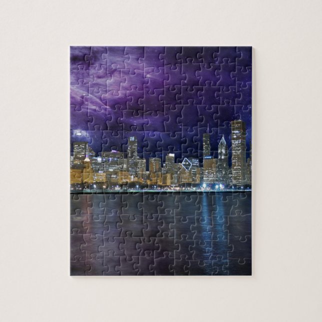 Spacey Chicago Skyline Pussel (Vertikal)