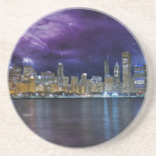 Spacey Chicago Skyline Underlägg Sandsten