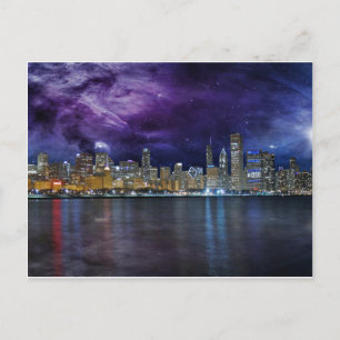Spacey Chicago Skyline Vykort