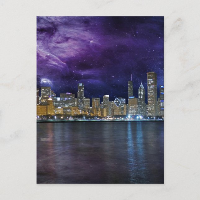Spacey Chicago Skyline Vykort (Framsida)