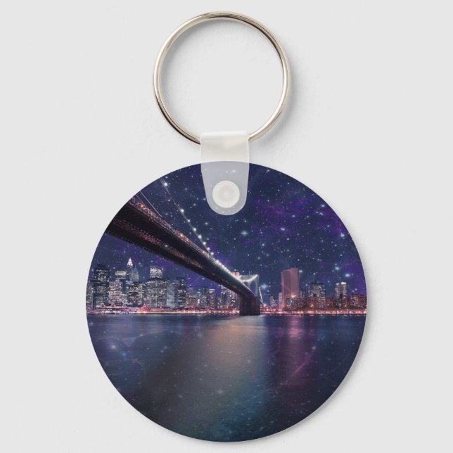 Spacey Manhattan Skyline Nyckelring (Framsida)