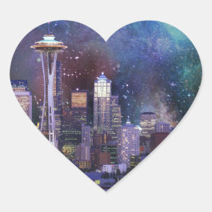 Spacey Seattle Hjärtformat Klistermärke