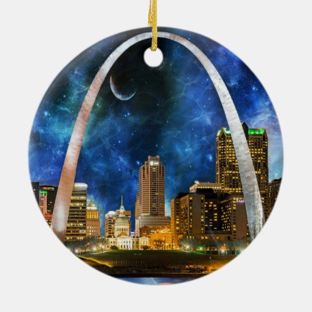 Spacey St. Louis Skyline Julgransprydnad Keramik (Baksidan)