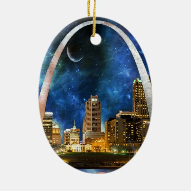 Spacey St. Louis Skyline Julgransprydnad Keramik (Baksidan)