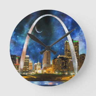 Spacey St. Louis Skyline Rund Klocka