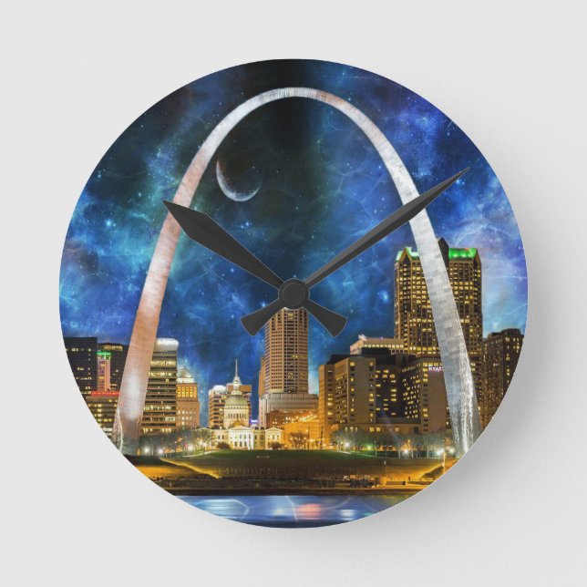 Spacey St. Louis Skyline Rund Klocka (Framsida)
