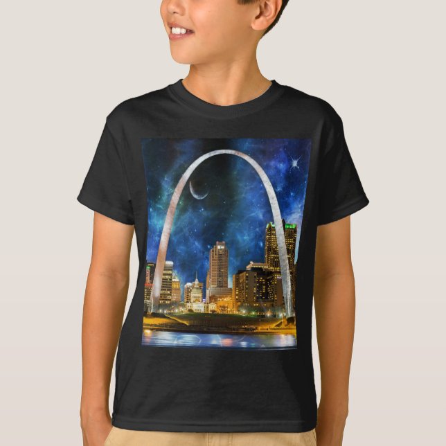 Spacey St. Louis Skyline Tee Shirt (Framsida)