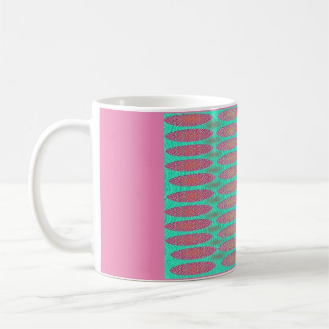 Spackad design för rosa av baby blue och blek kaffemugg (Vänster)
