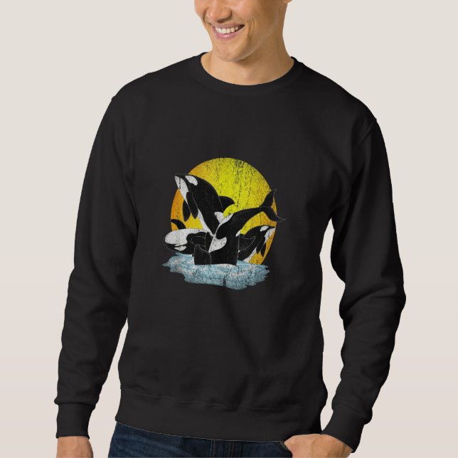 Späckhuggare  Havsdjur Orca Tank Topp Lång Ärmad Tröja (Framsida)