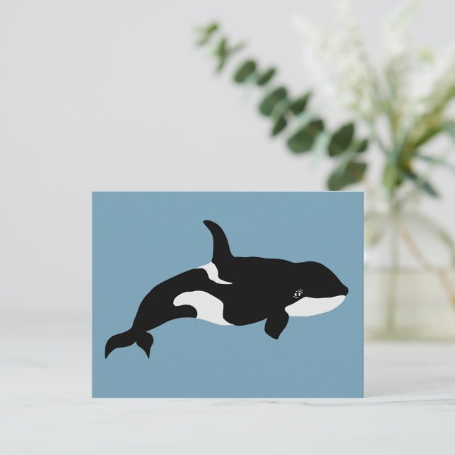 Späckhuggare Illustration Cetacea Blå Vykort (Stående Fram)