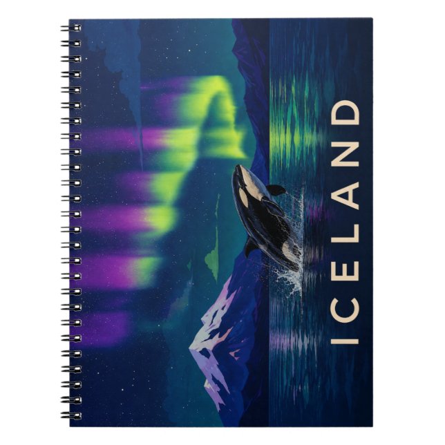 Späckhuggare Norrsken Island Aurora Anteckningsbok (Framsidan)