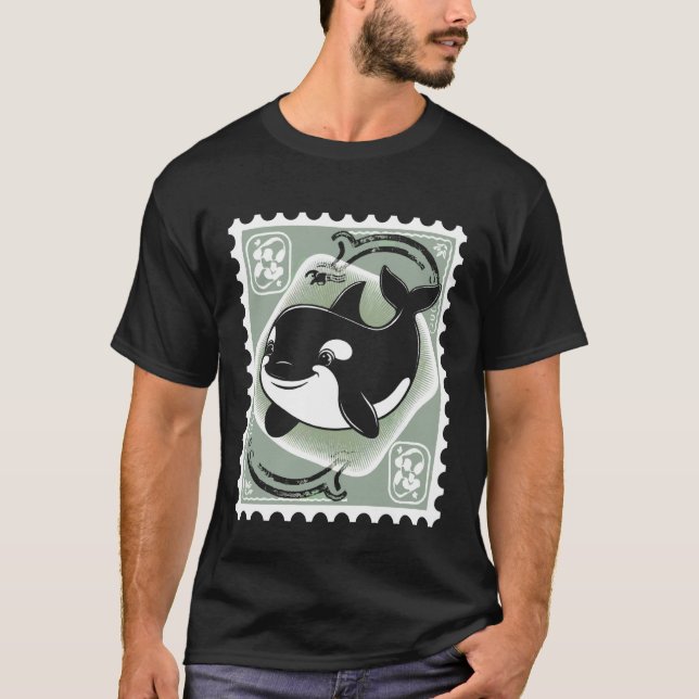 Späckhuggare Poststämpel Djur Vintage T Shirt (Framsida)