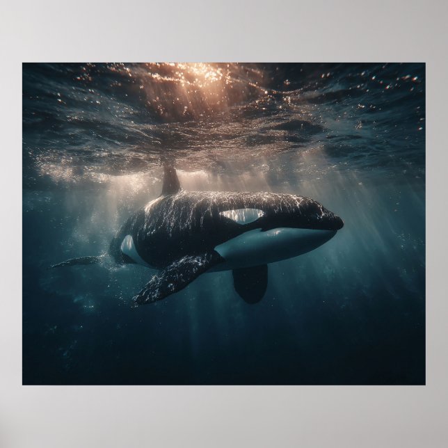 Späckhuggare som simmar i djupt vatten poster (Framsidan)