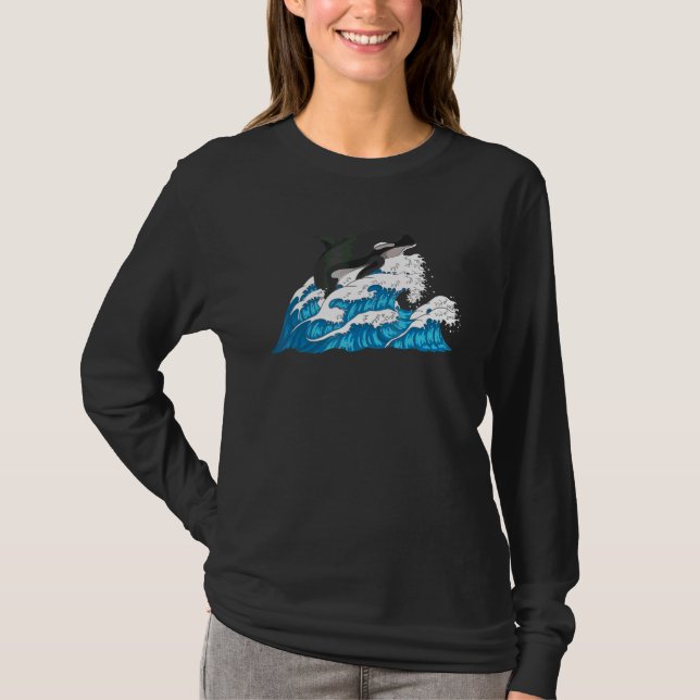 Späckhuggare Vågor Hav Djur Orca T Shirt (Framsida)