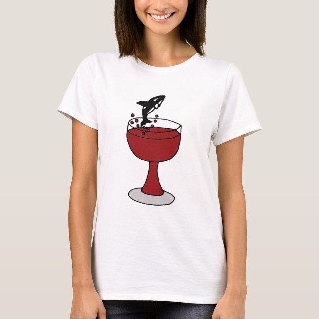 Späckhuggarebanhoppning i rött vinexponeringsglas t shirt (Framsida)