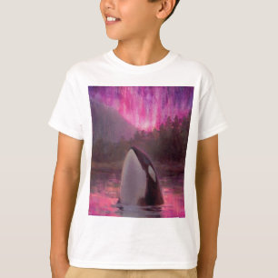 SpäckhuggareOrca och rosor/magentafärgat nordlig T Shirt