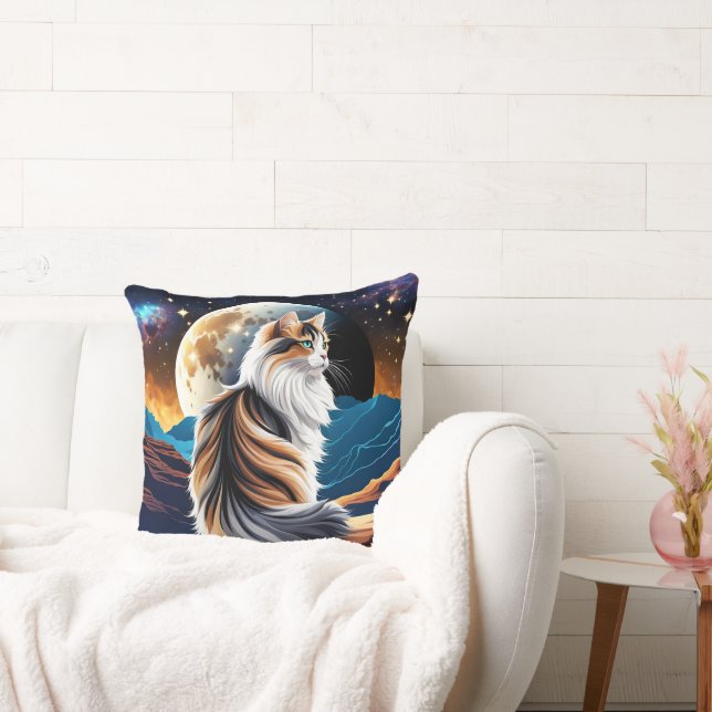 Späd Calico Cat och Desert Måne Kudde (Soffa)