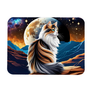 Späd Calico Cat och Desert Måne Magnet