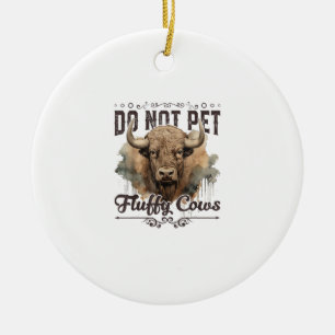 Späd inte fluffy Cows Bison Yellowstone Park Julgransprydnad Keramik