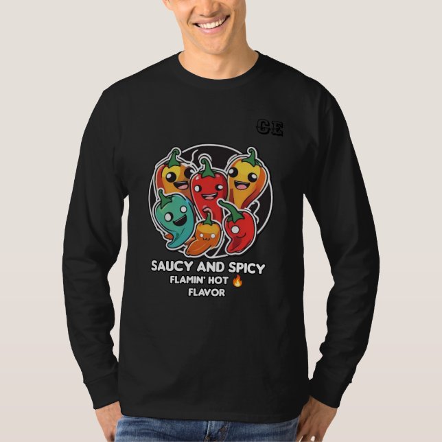 Späd Stil med Hett Sauce Vibes T Shirt (Framsida)