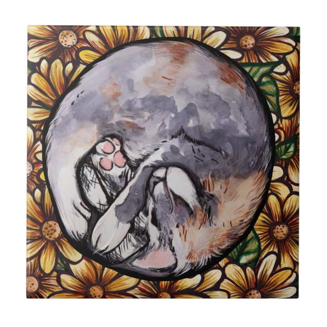 Späd utspädd Calico Kattunge Kakelplatta (Framsidan)