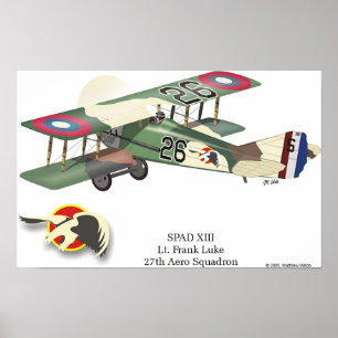 Spad XIII flugit av Lt. Frank Luke Poster