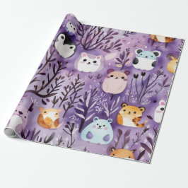 Späda blommor hyr djur träd Wrapping Papper Presentpapper