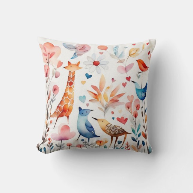 Späda djur i trädgården kudde (Framsida)