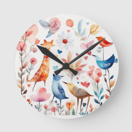 Späda djur i trädgården rund klocka