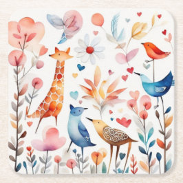 Späda djur i trädgården underlägg papper kvadrat