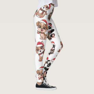 Späda djur med julhattar leggings