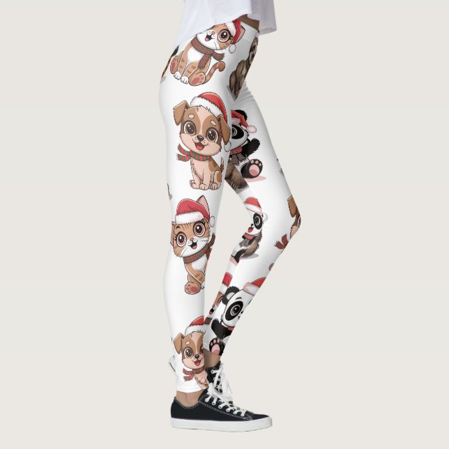 Späda djur med julhattar leggings (Höger)