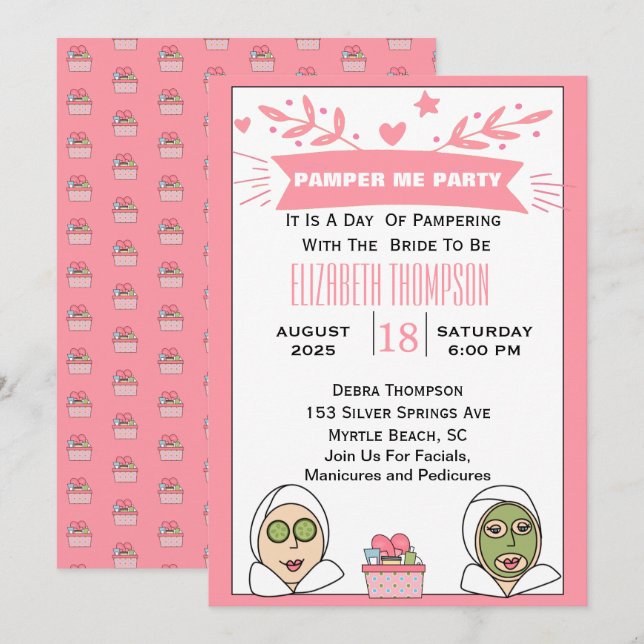 Spadag för blivande brud inbjudningar (Fram/baksida)