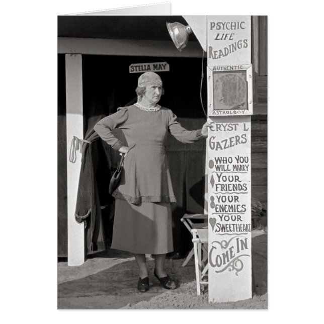Spådam, 1938 hälsningskort (Framsidan)