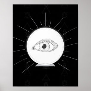 Spådam Ögon Seer Esoterisk Kristallkula Poster
