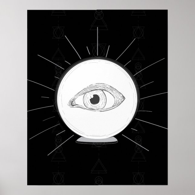Spådam Ögon Seer Esoterisk Kristallkula Poster (Framsidan)