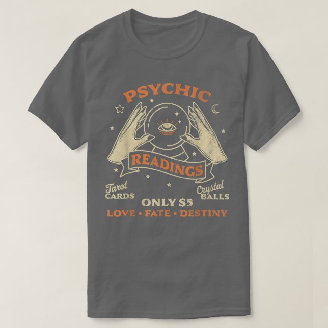 Spådamens Psykiska Läsningar Tarot Kristallklot T Shirt (Design framsida)