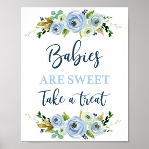 Spädbarn är blått blommigt poster