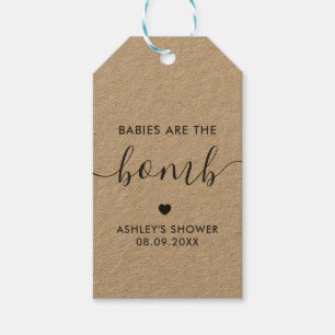 Spädbarn är Bomb Gift-Märkrn, Kraft Baby Shower Presentetikett