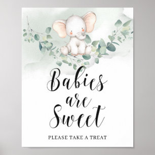 Spädbarn är ett sött tecken på elefantgrönt eukaly poster