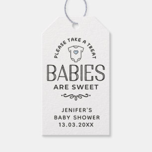 Spädbarn är gullig babystövel Boy Presentetikett