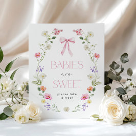 Spädbarn är gullig Wildblommes Rosa Bow babydusch Poster