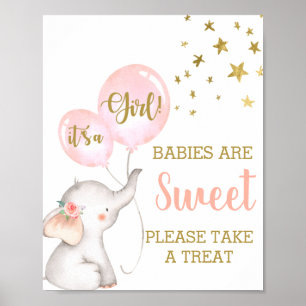 Spädbarn är rar Rosa Elephant-tecken Poster
